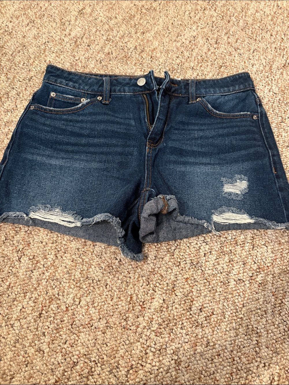 Time and Tru Dark Blue Distressed Denim Cutoff Shorts
